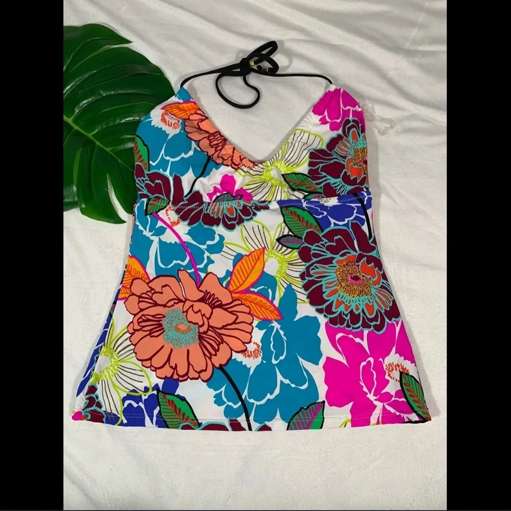 NEW $98 Trina Turk Tankini Top‎ Multi Color Floral [ SZ 6 ]